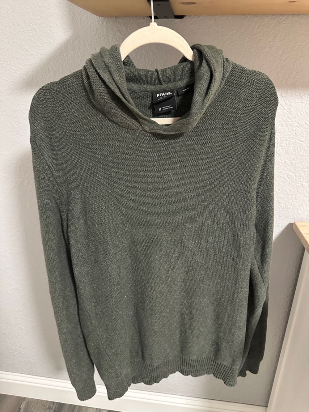 Prana Olive Green Knit Cowl Neck Sweater